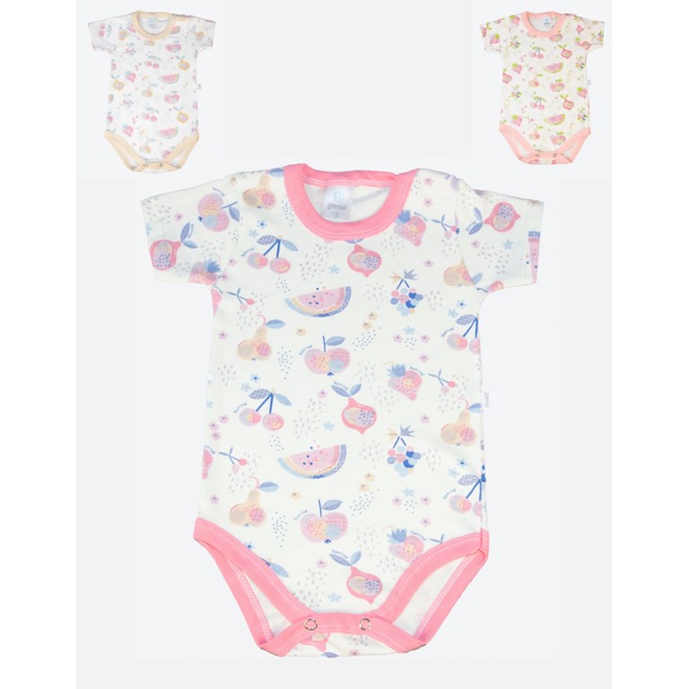 BODY MANGA CORTA PARA BEBA ESTAMPADA PRIMAVERA MARIPOSAS PAJARITOS Y CONEJOS GAMISE
