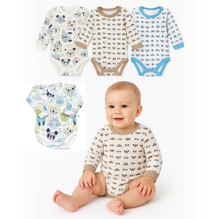 BODY MANGA LARGA LINEA ESTAMPADO AVENTURA BEBE. COLORES SURTIDOS. GAMISE.