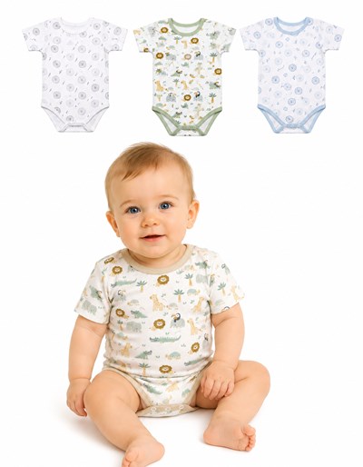 BODY MANGA CORTA PARA BEBE VARON ESTAMPADO AVENTURA GAMISE