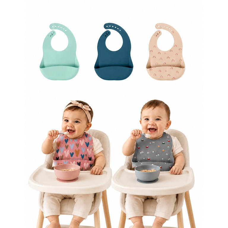 BABEROS DE SILICONA. MULTIMPLES ESTAMPAS Y LISOS