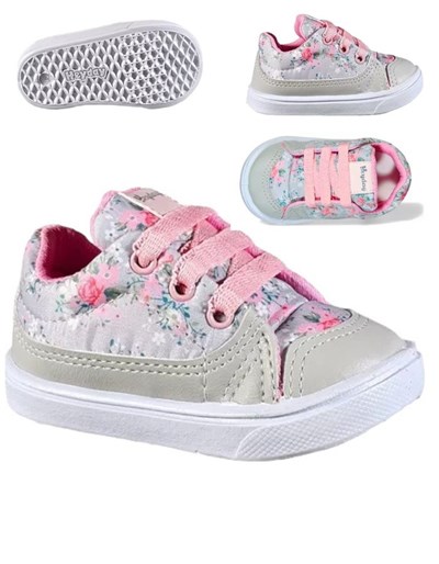 A186 GRIS  ZAPATILLA ACORDONADA COMBINADA FLOREADO TIPO LIBERTY Y LISO HEYDAY