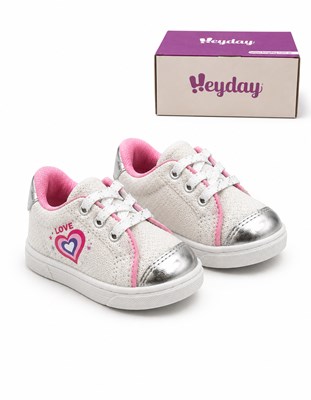 A211 BLANCO ZAPATILLA CON BRILLOS Y CORDONES. HEYDAY