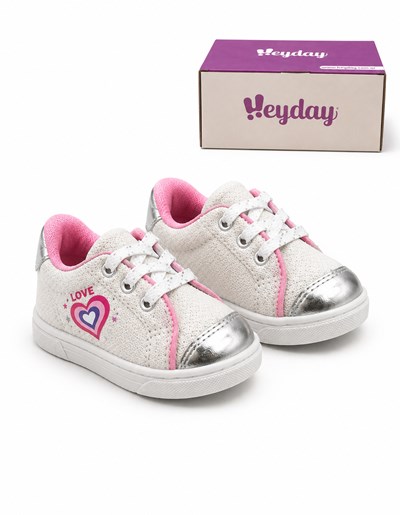 A211 BLANCO ZAPATILLA CON BRILLOS Y CORDONES. HEYDAY