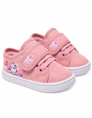 A231 ROSA ZAPATILLA NENA CON ABROJO Y ESTAMPA. HEY DAY