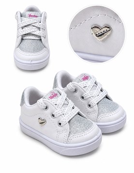 A241 BLANCO ZAPATILLAS ACORDONADAS CON BRILLO. HEYDAY
