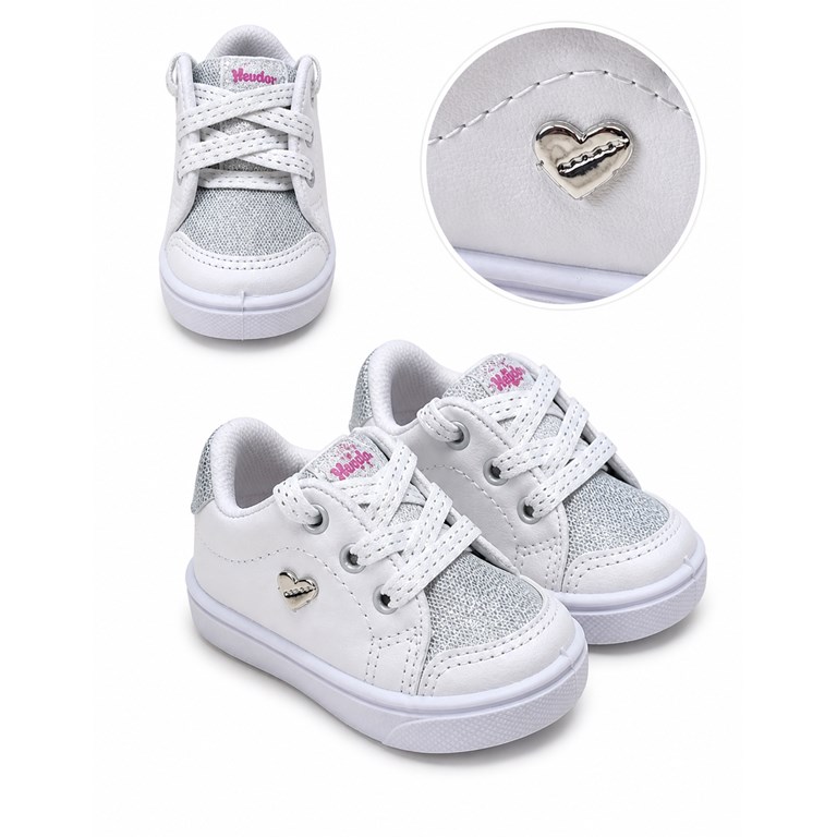 A241 BLANCO ZAPATILLAS ACORDONADAS CON BRILLO. HEYDAY