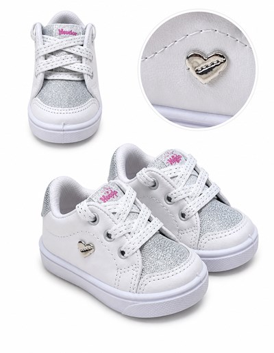 A241 BLANCO ZAPATILLAS ACORDONADAS CON BRILLO. HEYDAY