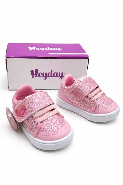 Articulo 242 rosa zapatilla de beba con abrojo estampado corazon.Heyday