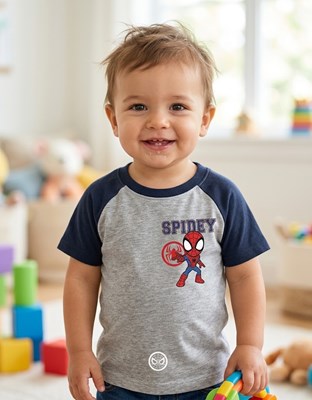 REMERA MANGA CORTA ESTAMPA SPIDEY, COMBINADA BEBE. DISNEY