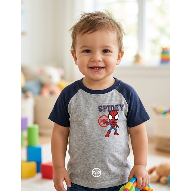 REMERA MANGA CORTA ESTAMPA SPIDEY, COMBINADA BEBE. DISNEY
