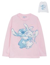 REMERA DE NENA MANGA LARGA ESTAMPA STITCH Y ANGEL. DISNEY