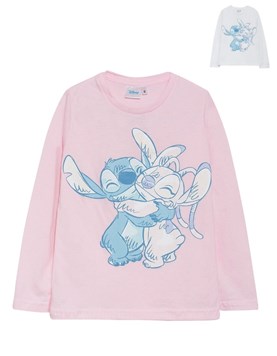 REMERA DE NENA MANGA LARGA ESTAMPA STITCH Y ANGEL. DISNEY