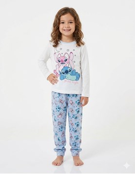 PIJAMA  DE JERSEY PARA NENA STITCH & ANGEL. DISNEY