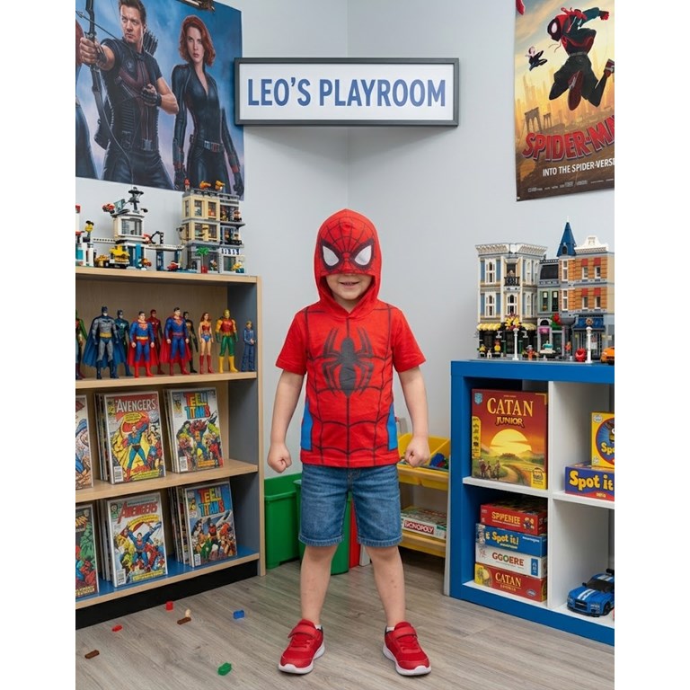 Remera nene M/C y capucha spiderman. Disney Licencia.