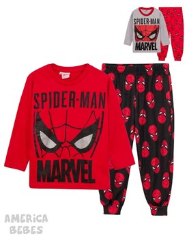 PIJAMA MANGA LARGA ALGODON PARA NIÑO COMBINADO ESTAMPADO SPIDERMAN DISNEY