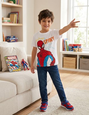 REMERA MANGA CORTA BLANCA ESTAMPA SPIDEY. DISNEY