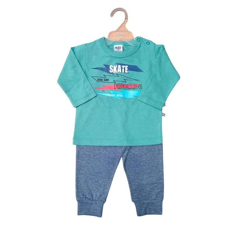 CONJUNTO DE BEBE REMERA Y PANTALON JASPEADO BABY SKIN