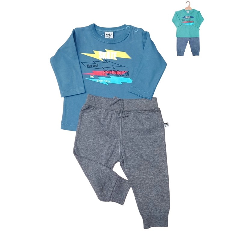 CONJUNTO DE BEBE REMERA Y PANTALON JASPEADO BABY SKIN