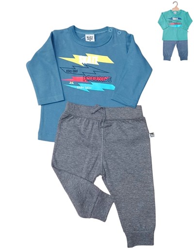 PIJAMA CONJUNTO DE BEBE REMERA Y PANTALON JASPEADO BABY SKIN