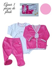 SET AJUAR 3 PIEZAS EN PLUSH CONTIENE BODY CARDIGAN Y RANITA BABY SKIN