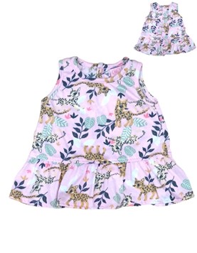 VESTIDITO PARA BEBA SIN MANGAS ESTAMPADO CON VOLADOS BABY SKIN