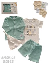 SET AJUAR 4 PIEZAS PARA BEBES CONTIENE SAQUITO BODY MANGA CORTA SHORT Y GORRITO BABY SKIN