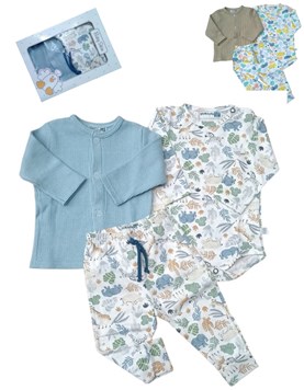 SET 3 PIEZAS ALGODON SAQUITO BODY Y PANTALON BABY SKIN