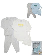 SET DE 4 PIEZAS EN ALGODON SAQUITO BODY Y PANTALON BABY SKIN