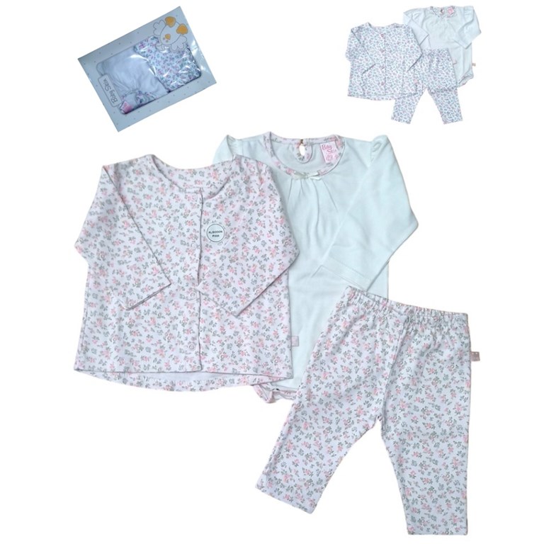 SET 3 PIEZAS ALGODON DE SAQUITO BODY Y PANTALON BABY SKIN