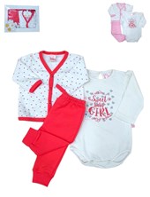 SET DE 3 PIEZAS DE ALGODON CARDIGAN BODY Y PANTALON BABY SKIN