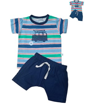 CONJUNTO BEBE REMERA RAYADDA Y SHORT. SKIN