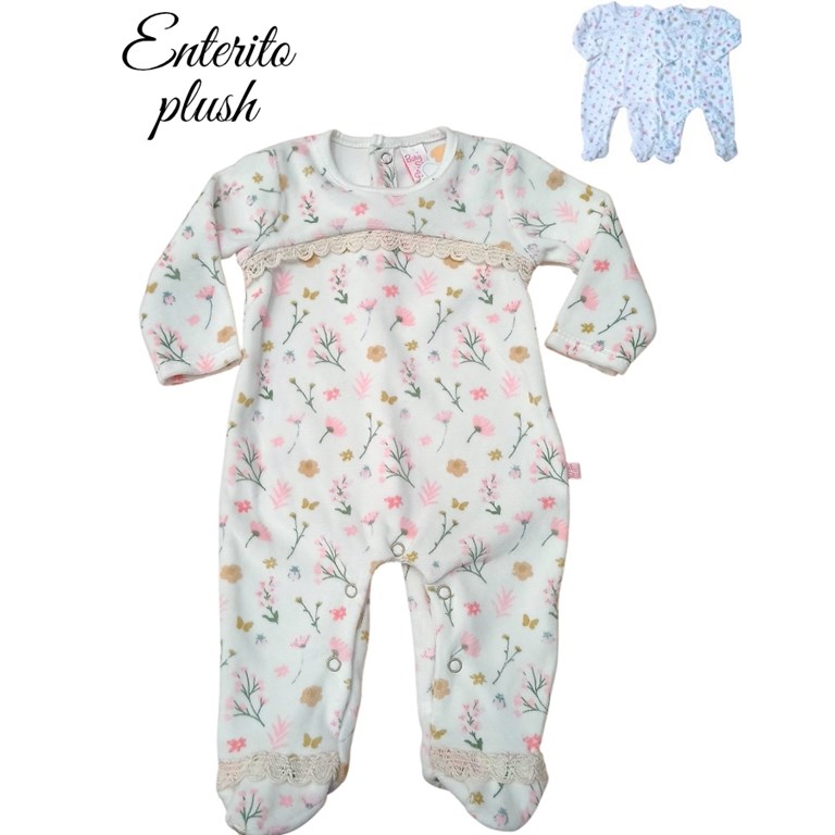 ENTERITO PLUSH ESTAMPA CON PUNTILLA. BABY SKIN