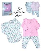 SET 3PZS ALGODÓN SAQUITO, BODY Y PANTALÓN. BABY SKIN