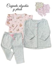 CONJUNTO 3 PZS PLUSH SAQUITO, BODY Y PANTALÓN. BABY SKIN