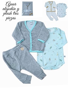 SET 3PZS PLUSH CARDIGAN, BODY Y PANTALÓN. BABY SKIN