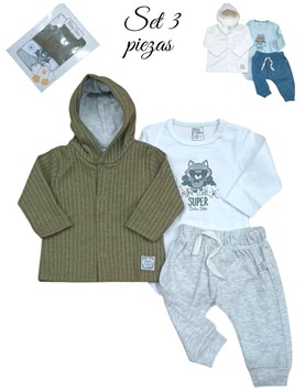 SET 3 PZS SAQUITO CON CAPUCHA BODY Y PANTALON. SKIN