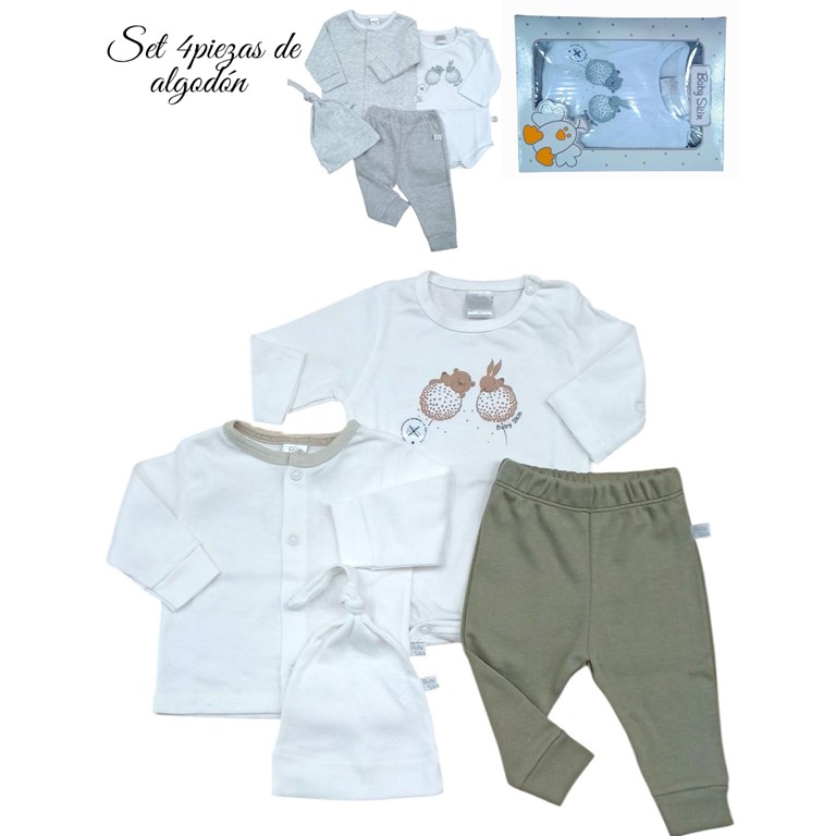 SET 4 PZS SAQUITO BODY PANTALON Y GORRO. SKIN