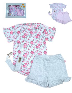 Set de 3 piezas para beba con bodyshort y portachupete.Baby skin