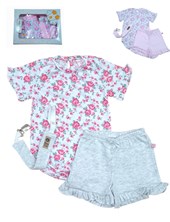 Set de 3 piezas para beba con bodyshort y portachupete.Baby skin