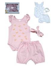 Set de 3 piezas beba body short y vincha.Baby skin