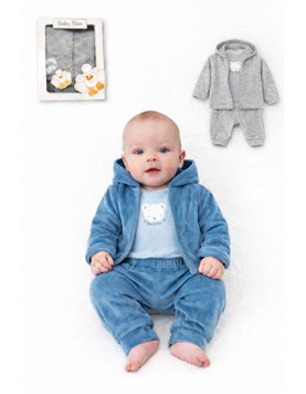 Set 3 piezas de plush saquito body y pantalon.Baby skin