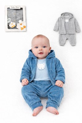 Set 3 piezas de plush saquito body y pantalon.Baby skin