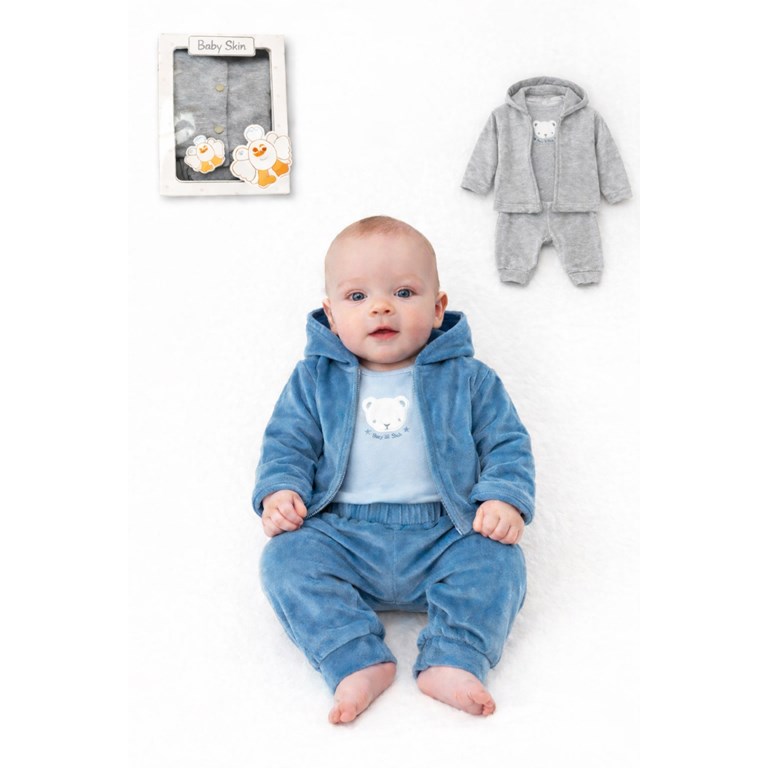 Set 3 piezas de plush saquito body y pantalon.Baby skin