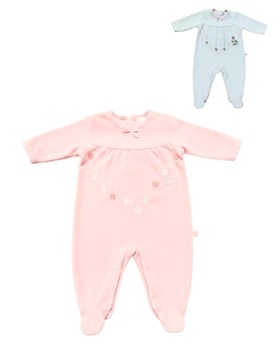 Enterito de plush con recorte bordado de flores.Skin