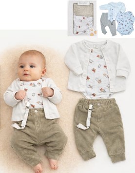 SET DE 4 PIEZAS PANTALON BODY CAMPERITA Y PORTACHUPETE NEUTRO.BABY SKIN