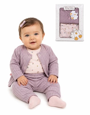 Set 3 piezas algodon beba cardigan,body,calza.Baby sin