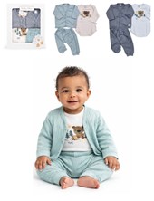 Set de 3 piezas en algodon cardigan body y pantalon.Baby skin
