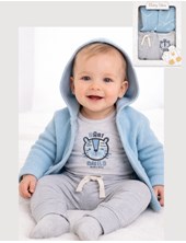 Set de ajuar 3 piezas algodon saquito body y pantalon.Baby skin