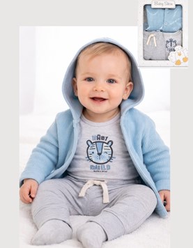 Set de ajuar 3 piezas algodon saquito body y pantalon.Baby skin