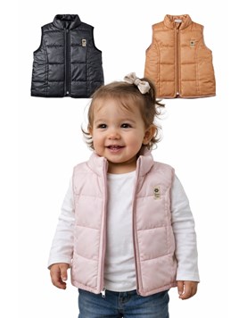 CHALECO PARA BEBA, MATELASSE CON RECORTES. SKIN